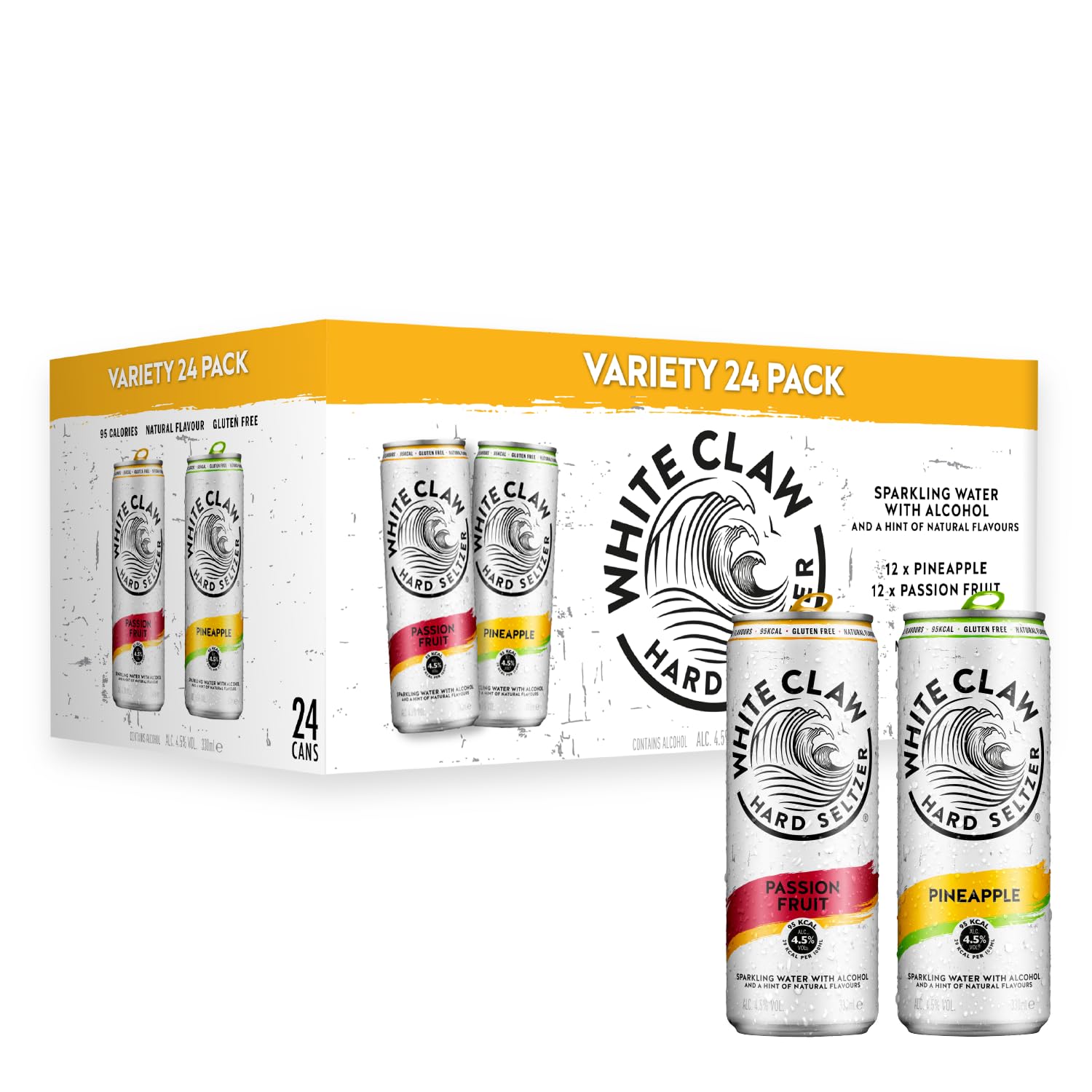 White Claw Hard Seltzer Pineapple & Passion Fruit 24 x 330ml Cans 4.5% ABV