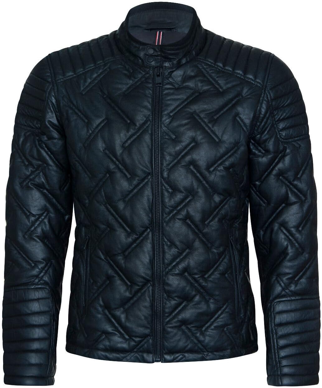 Men's Black Puffer Leather Quilted Warm Lambskin Jacket