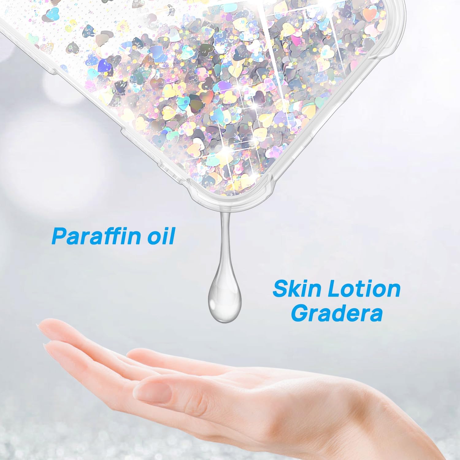 ANSHOW Case Compatible with iPhone 17 Pro, Shockproof Clear TPU Phone Glitter Case with 1 Screen Protector, Bling Glitters Case for Women, Silver - Image 3