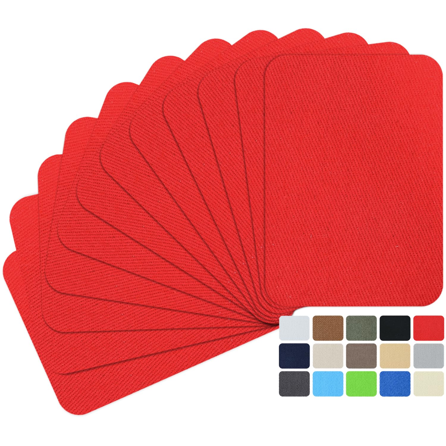 12Pcs Fabric Repair Patches, Iron-on Patches Inside & Outside for Clothing, Premium Quality Patches with Strongest Glue, Size 3" by 4-1/4" (7.5 cm x 10.5 cm) Red