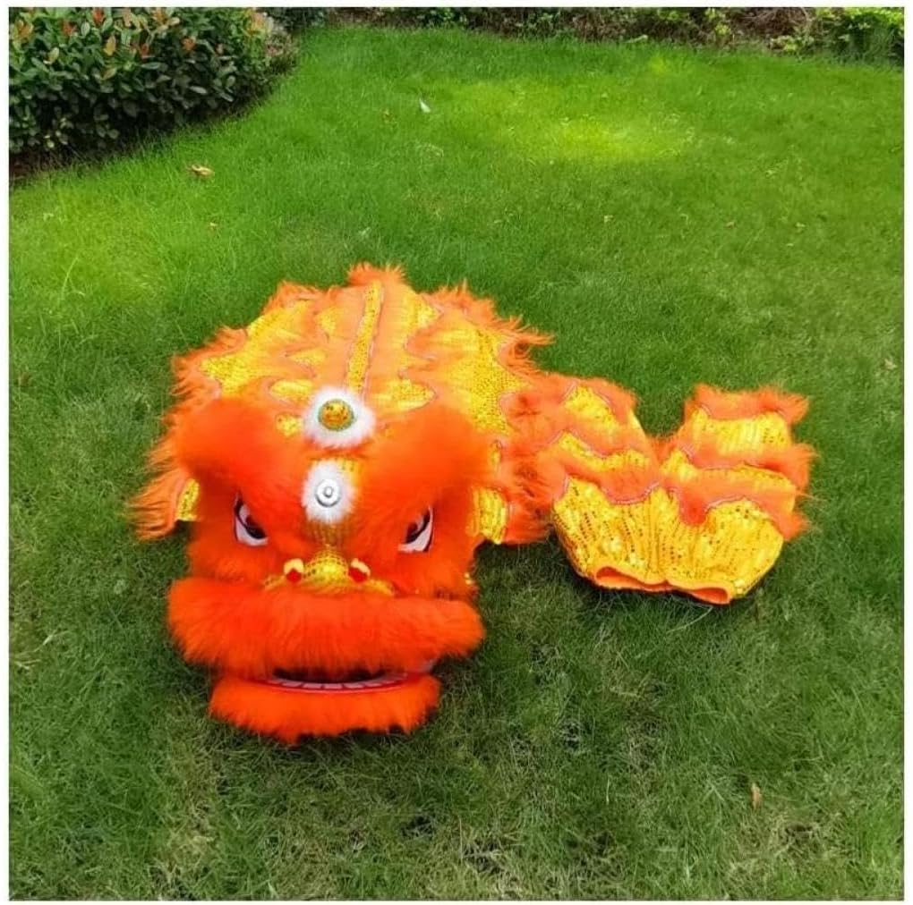 Amazon.co.jp: 中国獅子舞 中国のドラゴンダンスライオンダンスダブルライオンヘッドライオンダンスパフォーマンス小道具ウィンク ライオンダンスヘッドのフルセット 龍舞(Yellow,6 inch) : ホーム＆キッチン ウールライオン子供衣装小道具ライオンダンスセットダンス中国古典獅子舞ドラゴンダンスライオンダンスヘッドパフォーマンス用