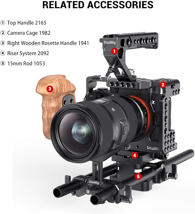 Soporte largo para lente SMALLRIG 15mm ajustable altura miniatura 8