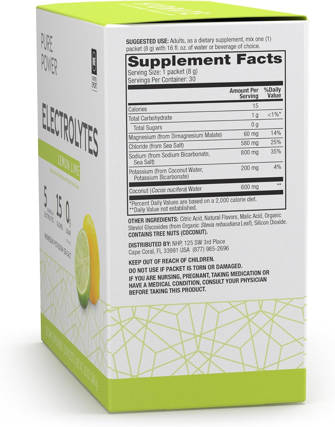 Dr. Mercola Pure Power Electrolytes - Supports Hydration & Muscle Function - Magnesium & Potassium Blend - 0 g Sugar per Serving - Lemon Lime - 30 Packets