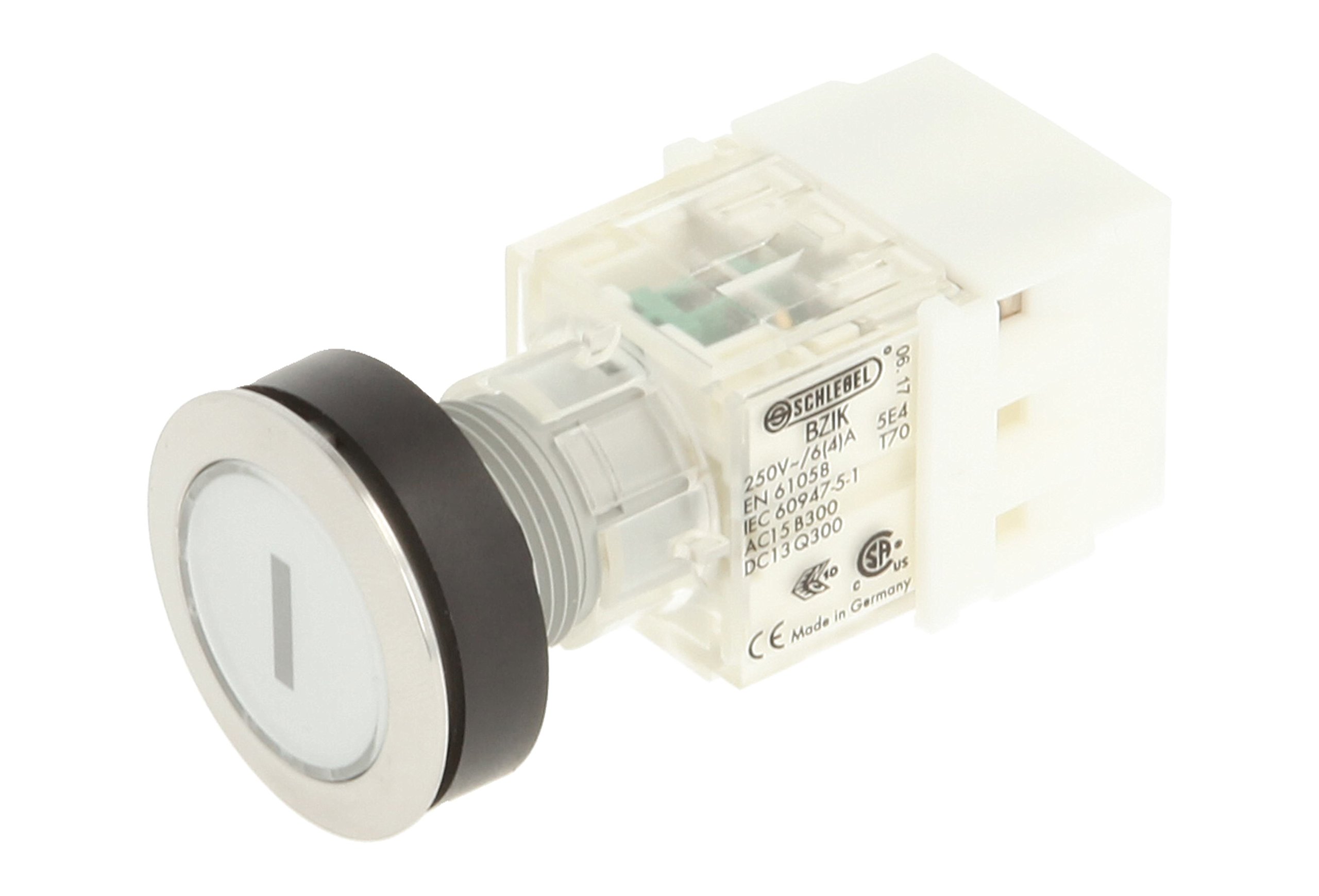 Schlegel 23.000.616 Push Button Stainless Steel, Clear Button Cap, Identification Plate I, Push Contact Sensor 1 N/O Contact, Screw Connection