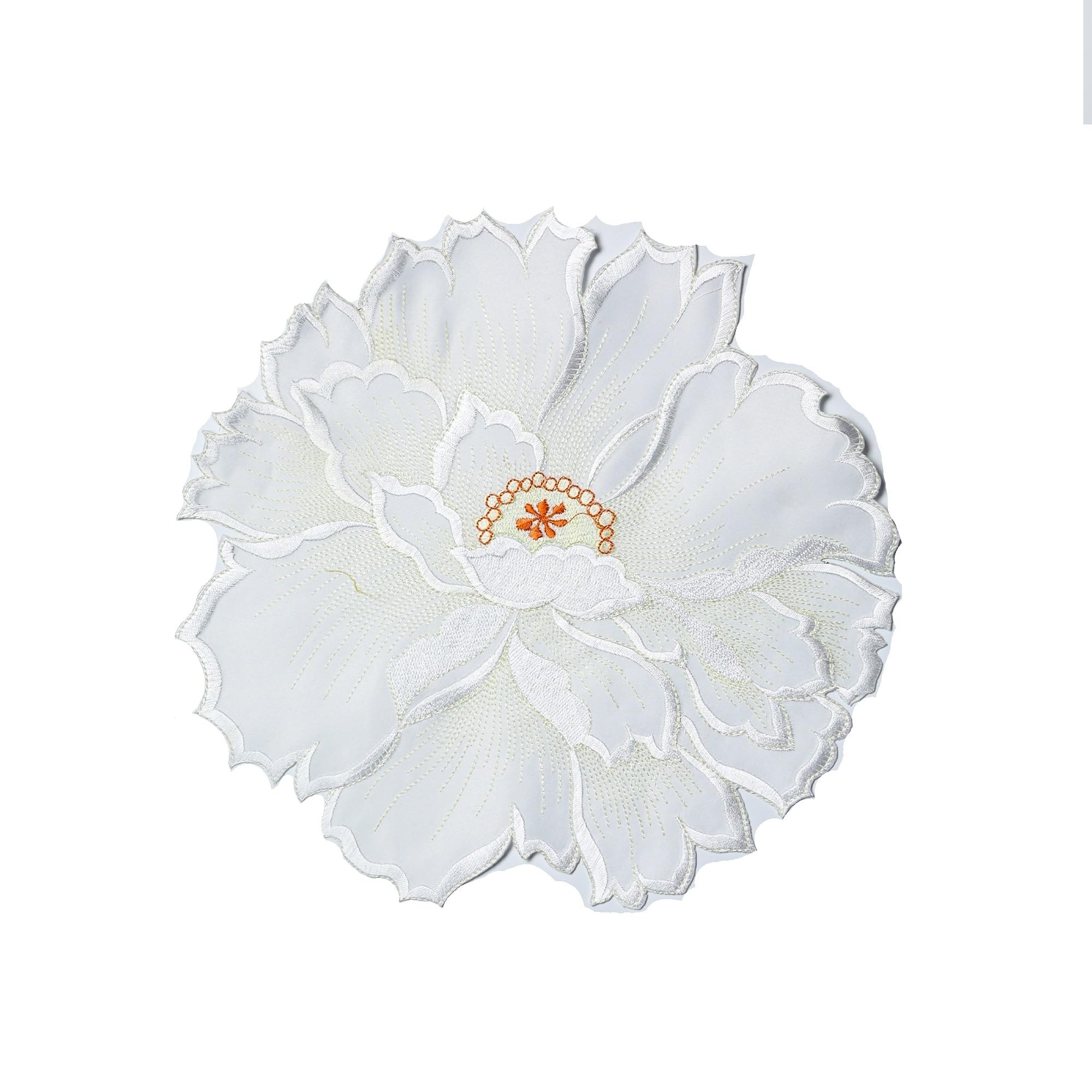 Posavasos Bordados 2 manteles con Estampado de Flores for Fiestas, picnics, decoración navideña, Caminos de Mesa Bordados.(White-30x30cm)