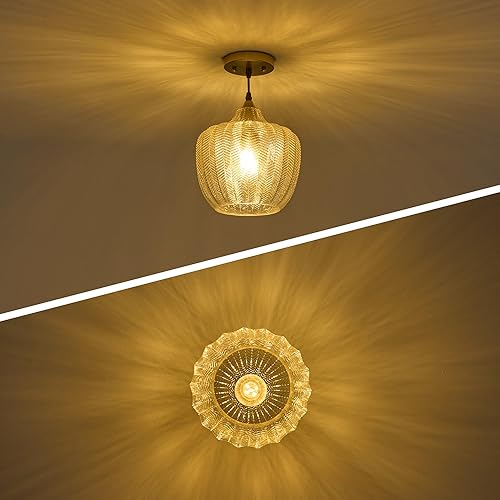 Miniatura 7 de Lámpara colgante moderna dorada, lámpara colgante de cristal ámbar para isla de cocina, lámpara colgante ajustable vintage para comedor, pasillo,