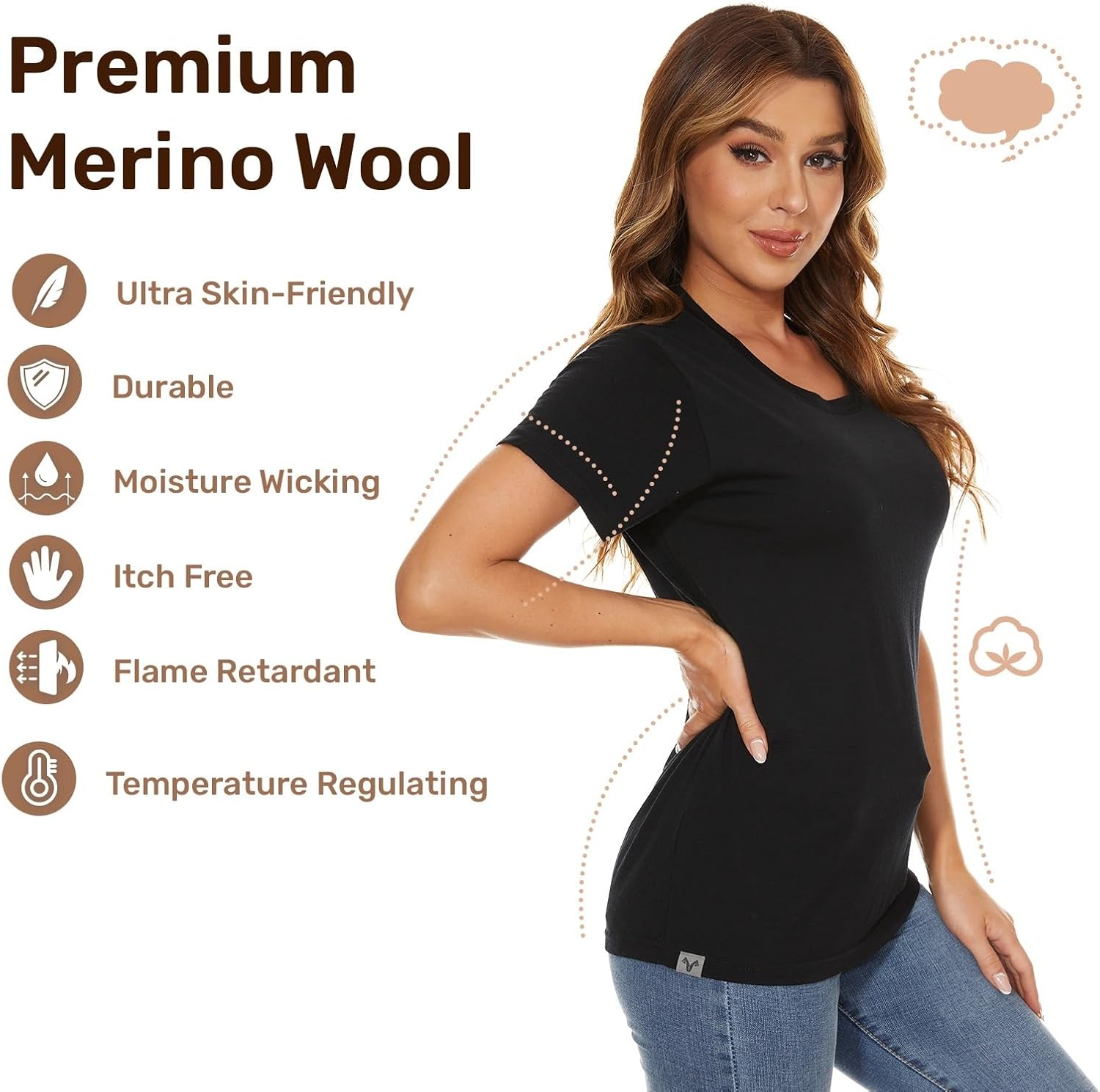 MERINNOVATION Women's Merino Wool T-Shirt Short Sleeve Athletic Tee Wicking Base Layer for Women - Image 3