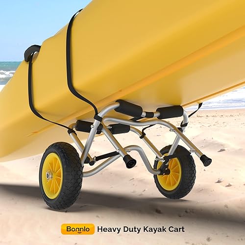 Miniatura 4 de Bonnlo Carrito de kayak, canoa, dolly, pesca, kayak, accesorios de transporte plegable, tabla de remo plegable, transporte de lancha, remolque,