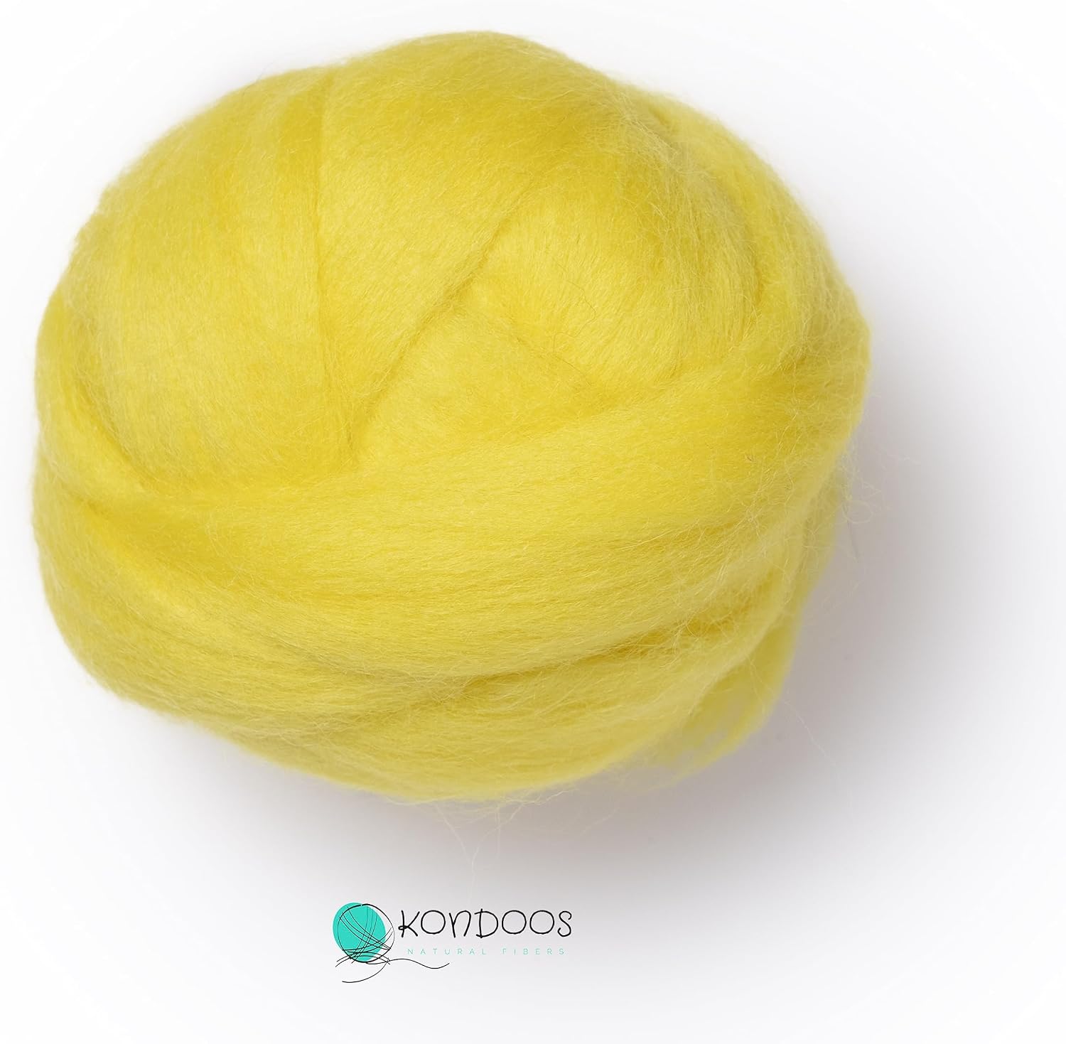 Kondoos Natural Wool roving, 2 OZ. Best Wool for Needle Felting and Wet Felting, handcrafts and DIY Spinning Projects, Wool Felting Supplies. Dyed Colors. (Lemon Yellow, 2 oz) image 4