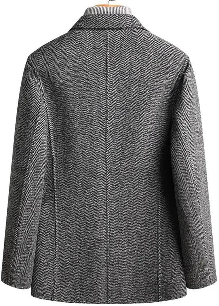 Men's Double Sided Wool Blazer Jacket Turn Down Collar Handmade Fall Winter Coat Plus Size
