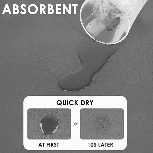 Miniatura 8 de Tapete grande para secar platos para encimera de cocina, 24 x 16 pulgadas, tapete absorbente para secar platos, base de goma, secado rápido, fácil