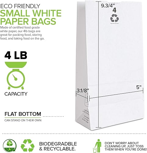 Miniatura 15 de Stock Your Home Bolsas de almuerzo de papel kraft marrón de 4 libras (500 unidades) – Bolsas de almuerzo desechables a granel, bolsa en blanco