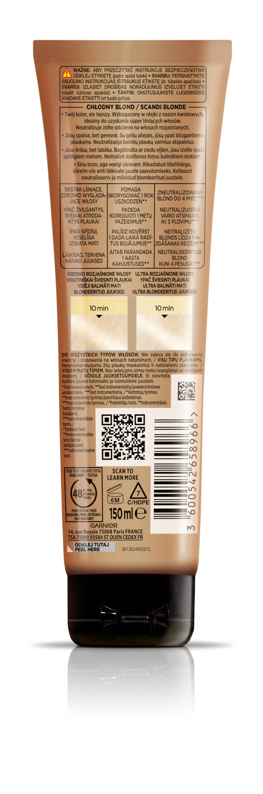 Olia Gloss - Maschera tonificante biondo freddo, per capelli decolorati, 150 ml
