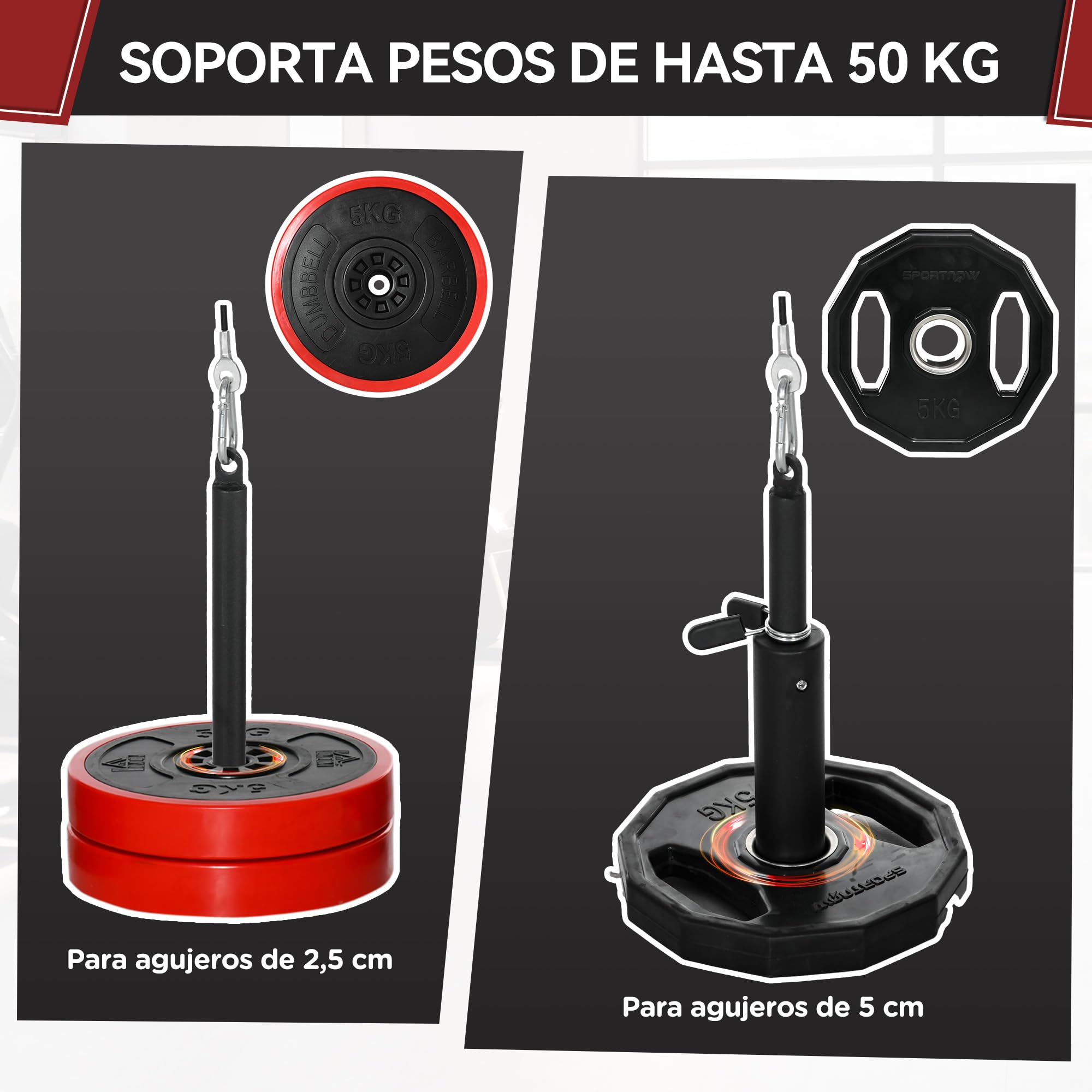 SPORTNOW Poleas Gimnasio para Casa Sistema de Polea de Cable de Peso | para Gimnasio, Tracción LAT, Rizo de Bíceps, Tríceps, Entrenamiento de Brazo, Hombros y Espalda