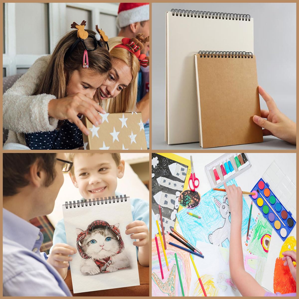 Skizzenbuch, A4, A5, Spiralbindung, 160 g/m², säurefreies Kunst-Skizzenbuch, künstlerisches Zeichnen, Malen, Schreibpapier für Kinder, Erwachsene, Anfänger, Künstler (2 Stück, A4A5)