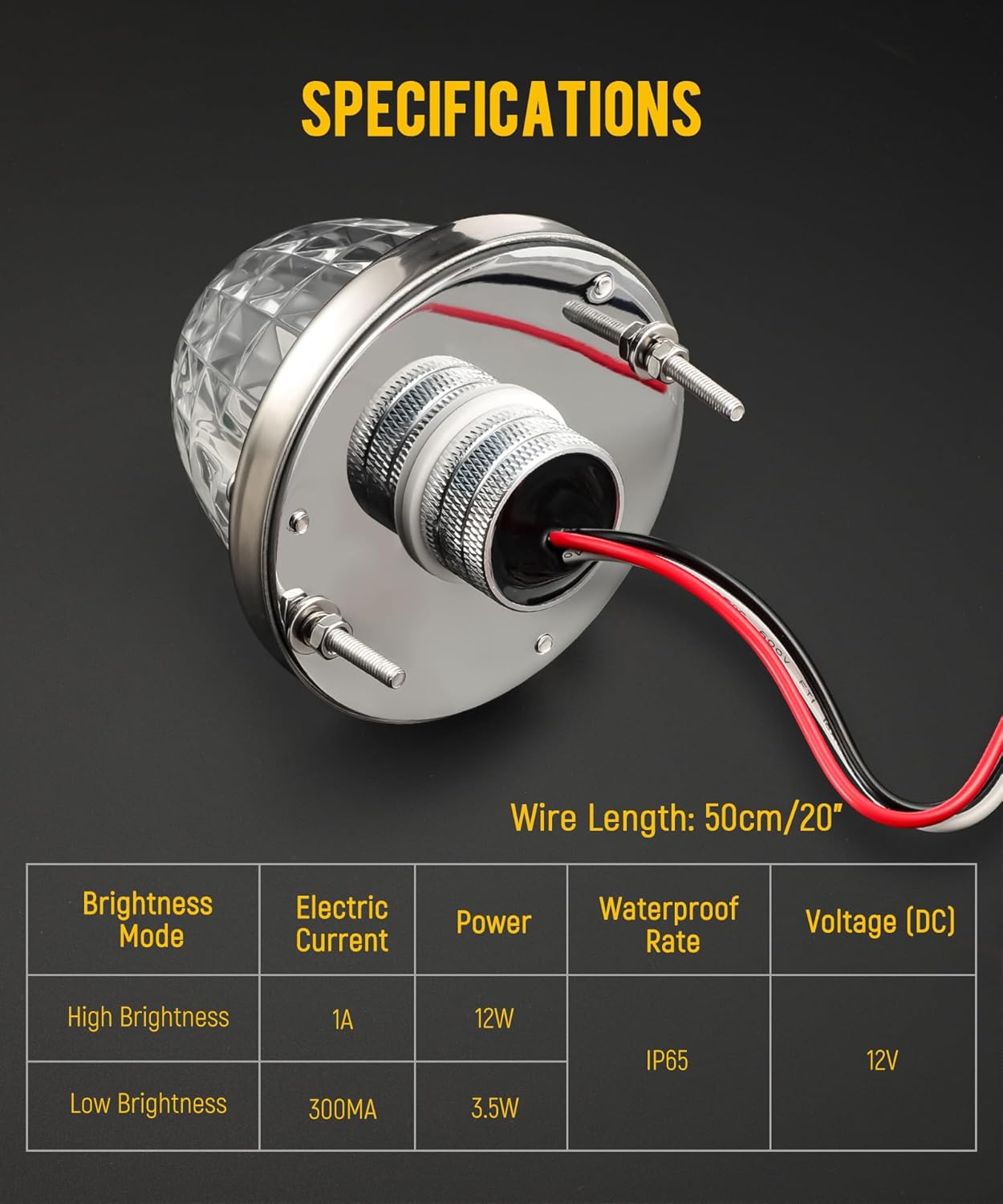 Partsam 2Pcs Glass Watermelon Lights Diamond-Shaped Lens Red LED Stop Turn Tail Marker Lamps with Stainless Steel Bezel Replacement for Peterbilt Freightliner Trucks Trailers RVs