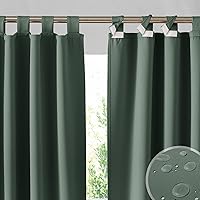 Vista 30 de RYB HOME Cortinas para exteriores para patio – 2 paneles cortinas para exteriores desmontables con parte superior adhesiva, impermeables, opacas