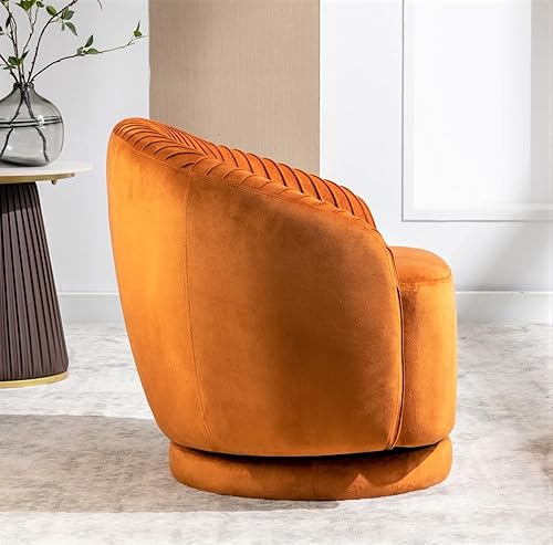 Miniatura 3 de Container Furniture Direct Silla giratoria moderna de barril con tapicería de terciopelo de felpa y rotación suave de 360, sofá de un asiento