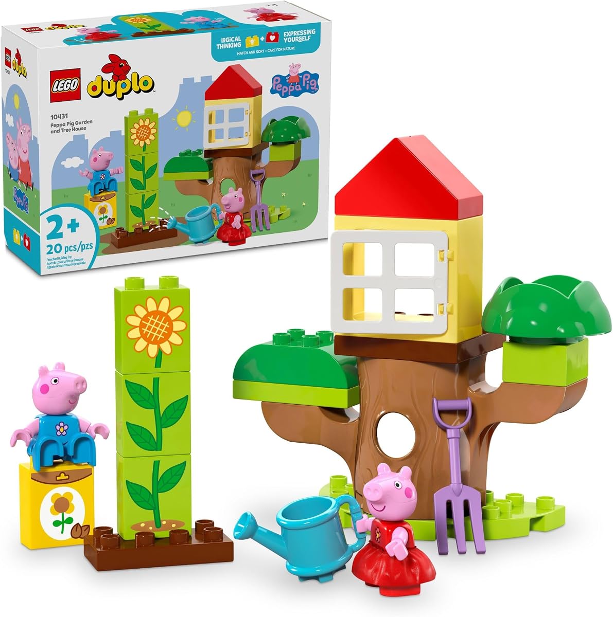 DUPLO Peppa Pig Garden and Tree House Toddler Toy, Building Block Learning Set for Preschool Kids with 2 Figures Included, Peppa Pig Toy Gift Idea for Toddlers Ages 2 and Up, 10431