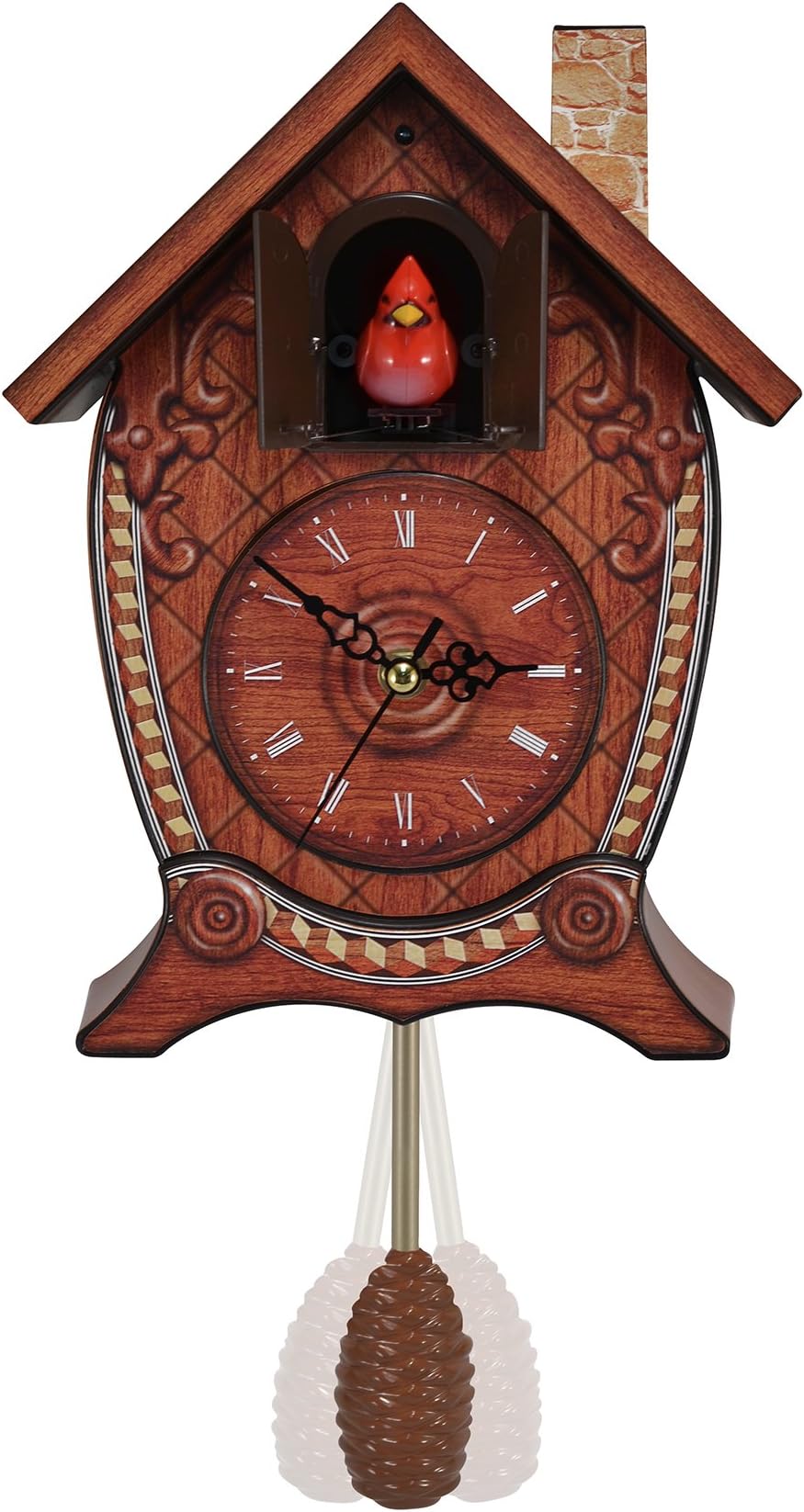Traditional Chalet Style Cardinal Tabletop Hanging Cuckoo Clock