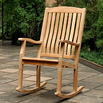 Cambridge Casual Arie Teak Wooden Rocking Chair, Durable Outdoor Rocker for Patio, Deck, and Porch Stylish and Comfortable Wooden Rocking Chair for Relaxing in Outdoor Spaces