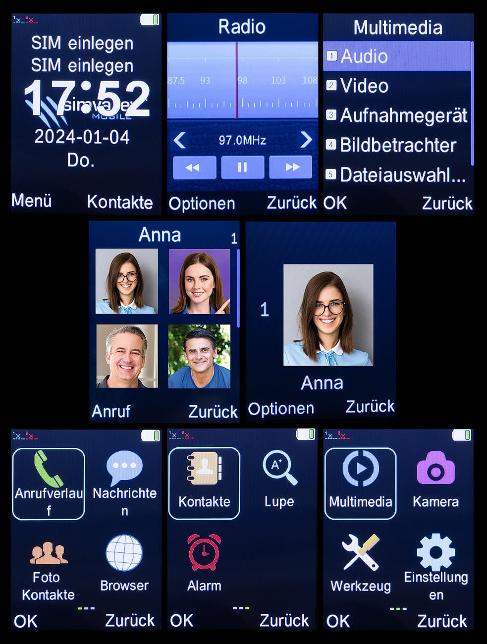 simvalley MOBILE Telefono Cellulare: 4G-Senioren-Klapphandy, 2,8"/7,1-cm-Display a Colori, Garantruf Easy (Telefono per Anziani a Conchiglia, per Anziani, Anziano)