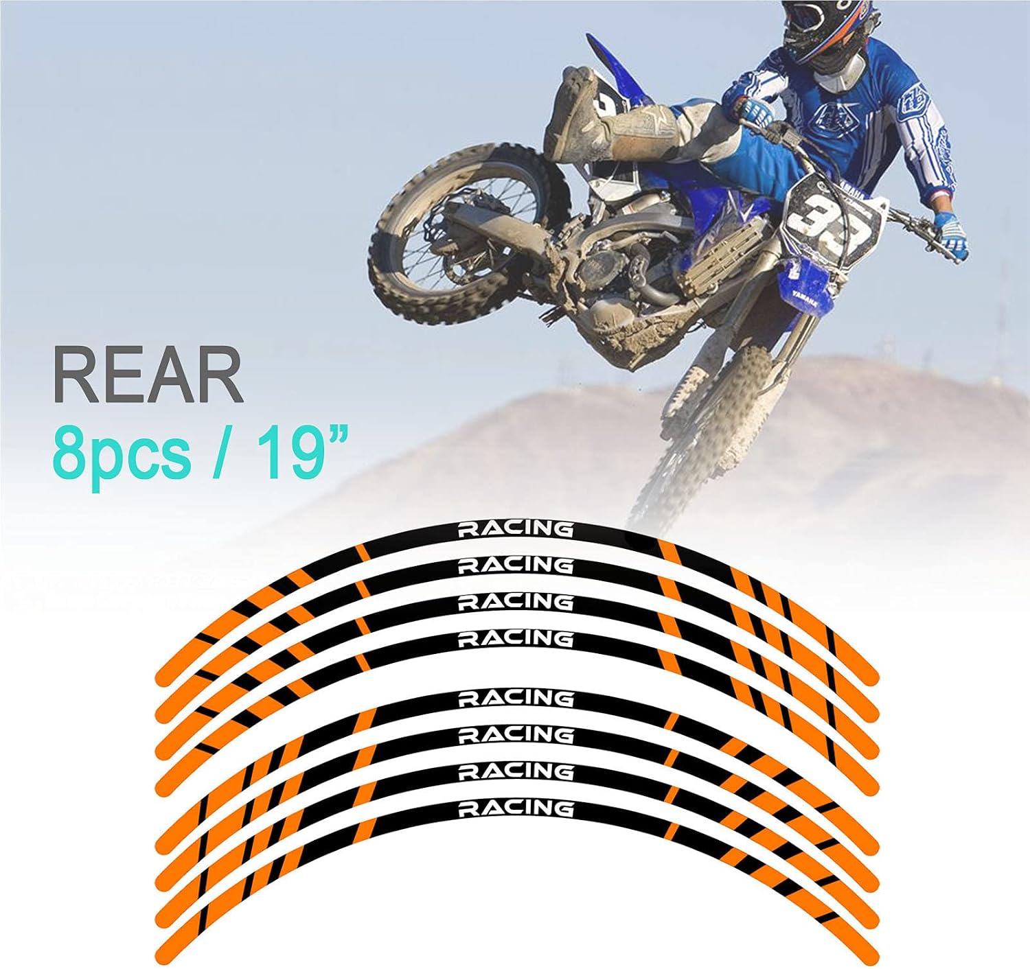 KETABAO Dirt Bike Rim Tape P02 Decals Stickers Protector 21 19 inch Compatible with CRF250R CRF450R CRF 250R (Orange)
