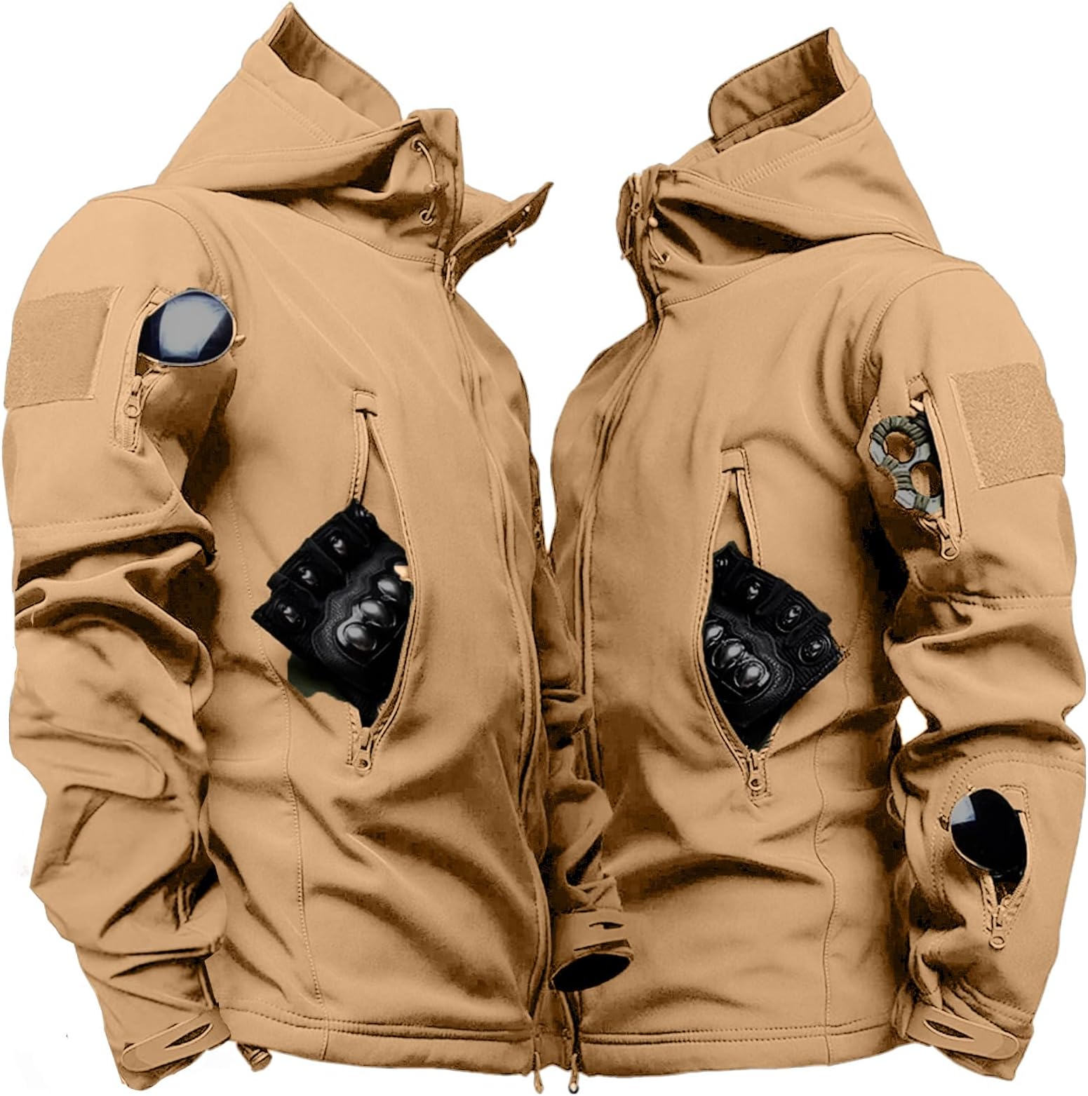 Men's Outdoor Tactical Jacket Softshell Waterproof Lightweight Windbreaker Multi Pockets Camping Hiking Jackets