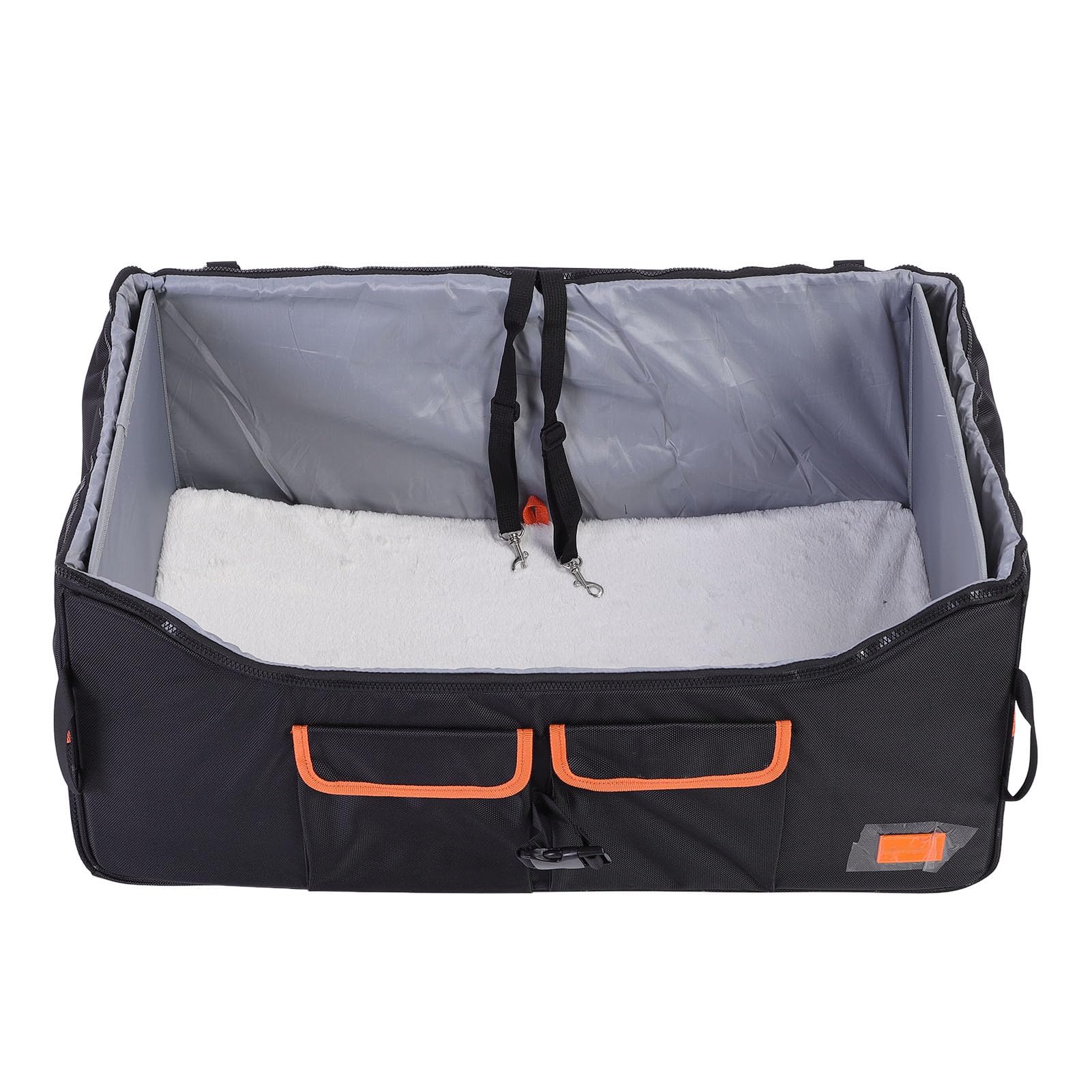 Cama Grande para Coche para Perros, Asiento Delantero de Coche, Cama de Viaje para Mascotas con Cinturón Ajustable, Asiento Elevador Plegable para Mascotas, Bolsa de Transporte