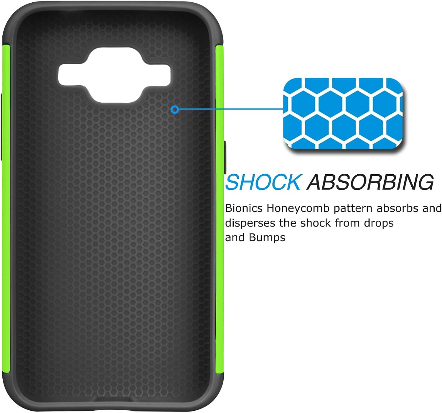 Tekcoo Core Prim Case, (TM) [Tmajor Series] [Green/Black] Shock Absorbing Hybrid Rubber Plastic Impact Defender Rugged Hard Protective Case Cover Shell for Samsung Galaxy Core Prim/Prevail LTE