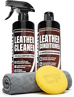 - Leather Cleaner and Conditioner | pH Neutral, Non-Toxic & Non-Greasy | Gently Cleans, Restores and Protects Car Leather Seats and Interior | Safe for Leather Furniture, Couch & Sofa - 36 fl. Oz. Kit