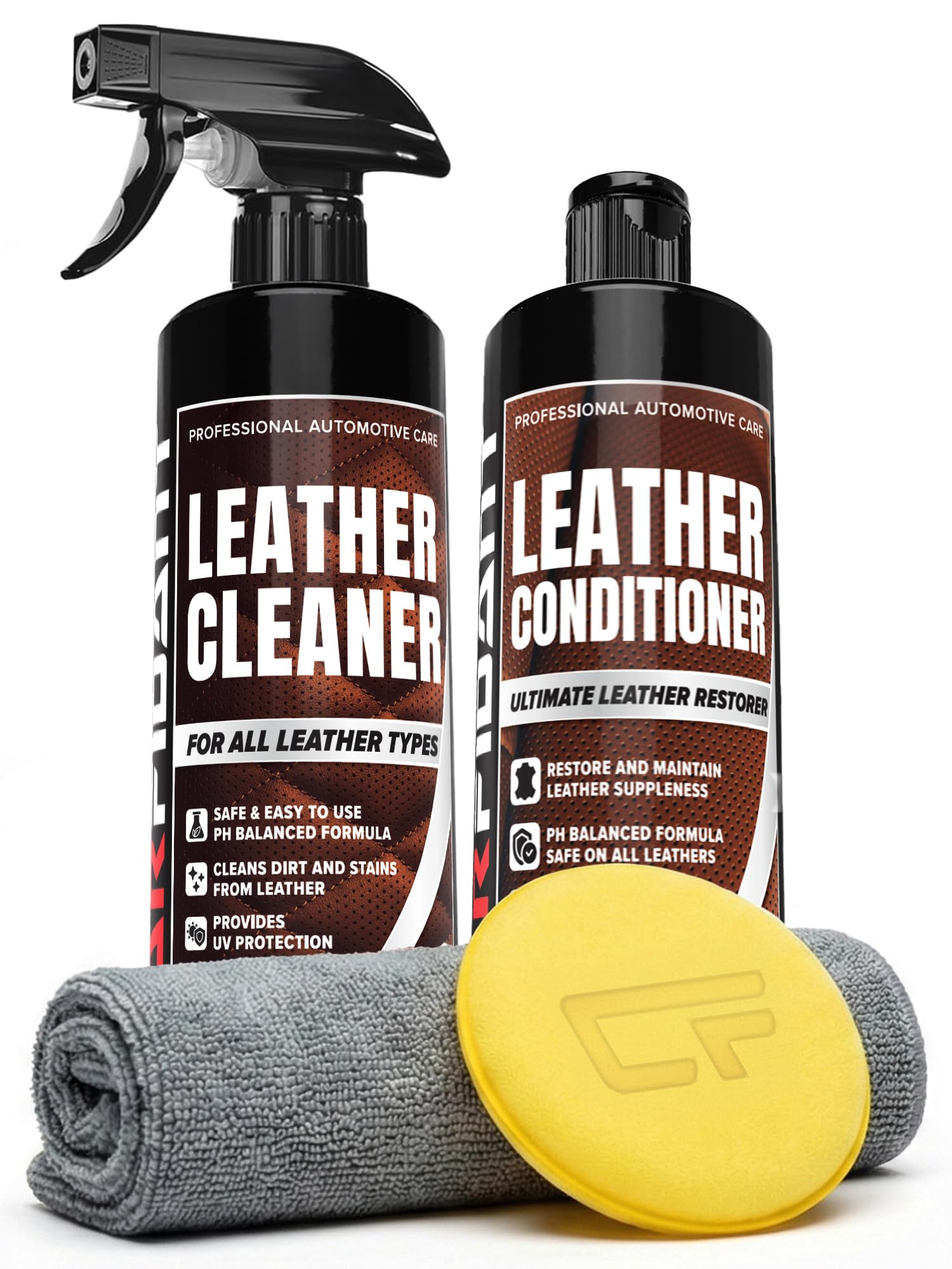 - Leather Cleaner and Conditioner | pH Neutral, Non-Toxic & Non-Greasy | Gently Cleans, Restores and Protects Car Leather Seats and Interior | Safe for Leather Furniture, Couch & Sofa - 36 fl. Oz. Kit