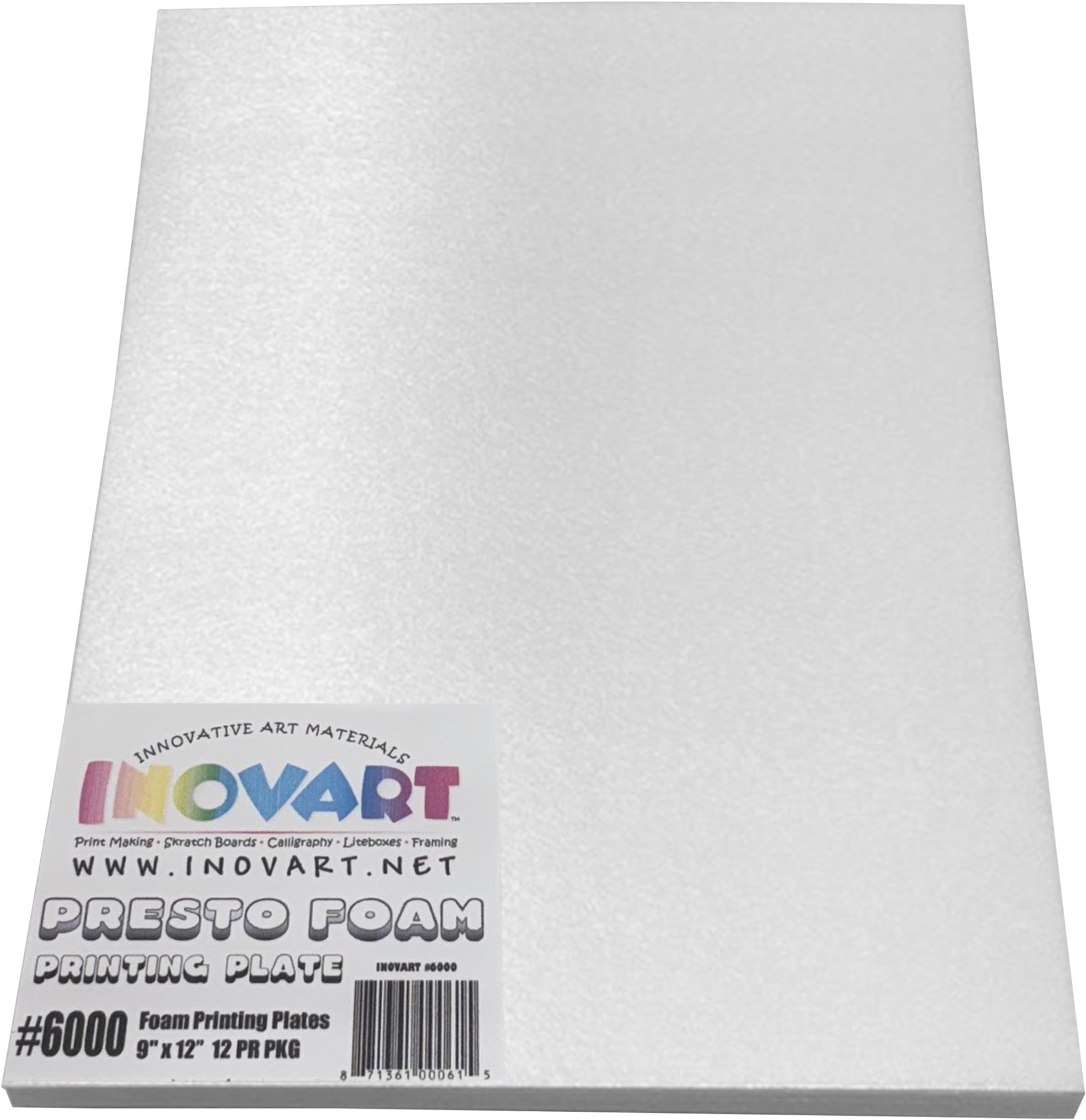 INOVART Presto Foam Printing Plates, 9"x12", 12 Sheets - Art & Craft Sheets - Kid - Includes 12 Foam Sheets