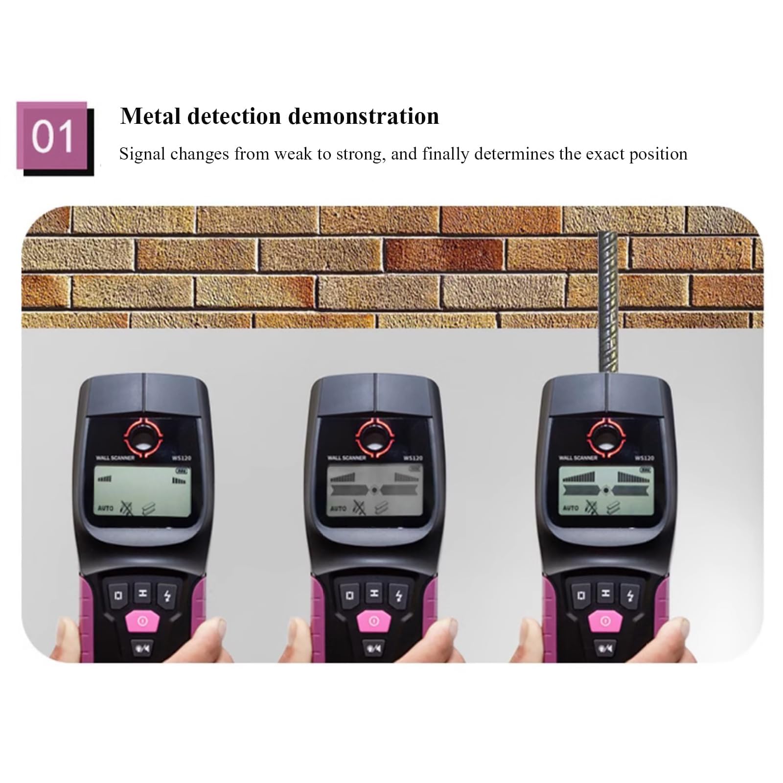 Detector digital de metales de pared, escáner de tuberías de agua y cable vivo, encuentra cables ocultos de metal, madera y CA en las paredes, herramienta de detección precisa y fácil de usar