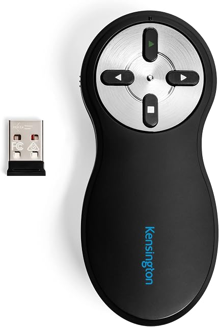 Kensington Non-Laser Wireless USB Presentation Clicker, Compatible with Windows & macOS - 20m Range (K33373EU)