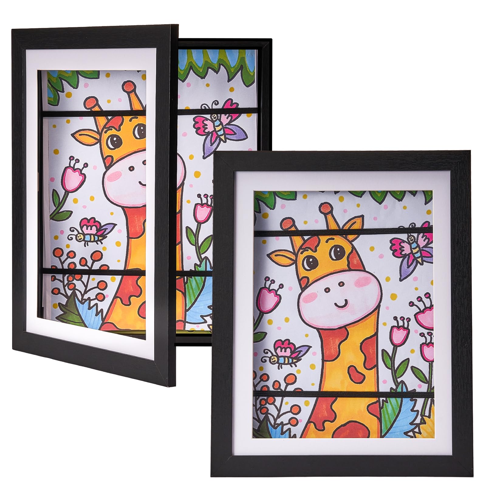 2 pack Kids Art Frames,8.5 by 11 Picture Frame,Kids Artwork Frames Changeable,Picture Frames 8.5×11,Holds 50PCS,Front Opening Photo Frames in Black Art Display for Kids Artwork