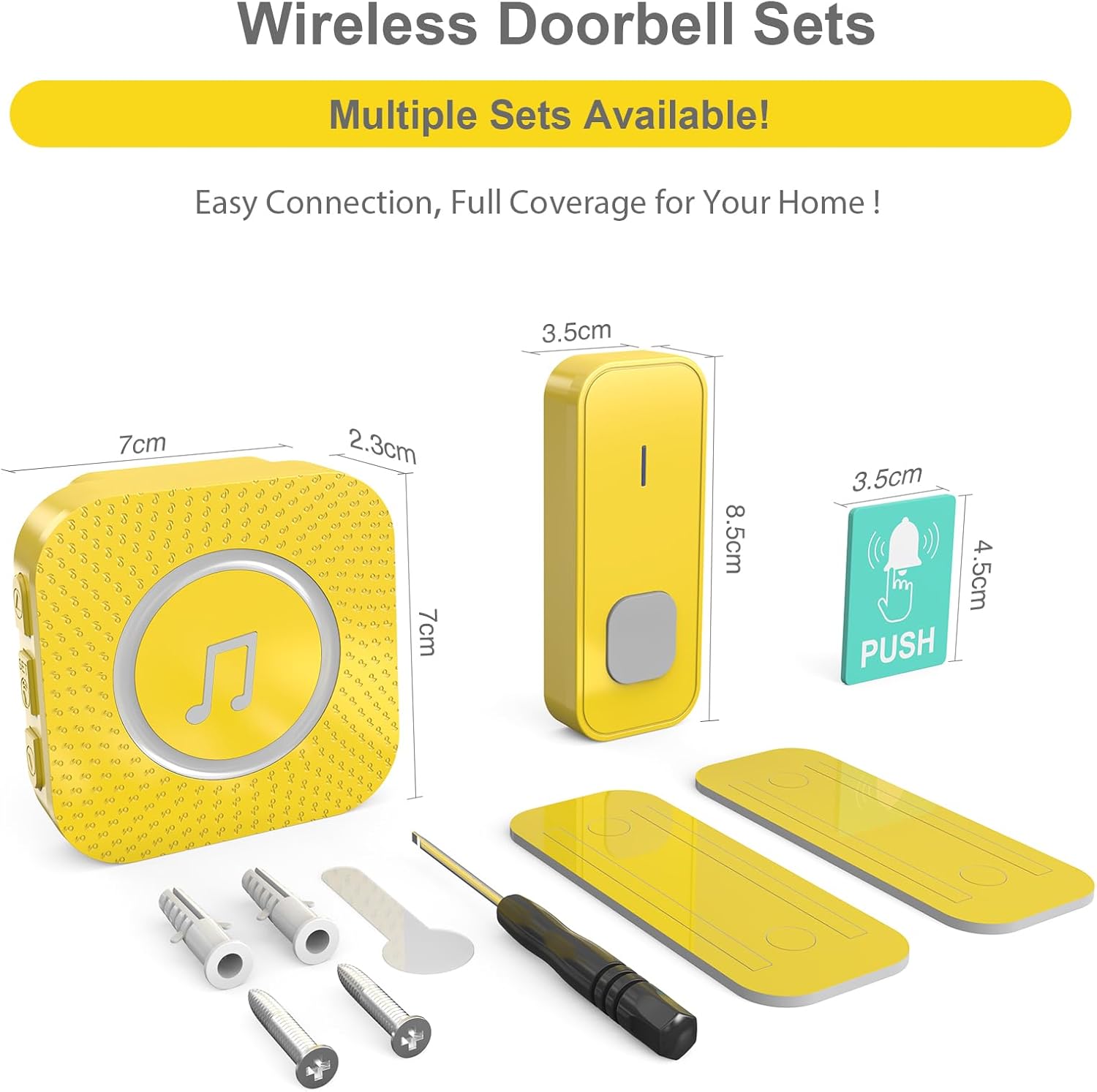 SURFOU Wireless Doorbell with 1 Button 3 Receivers,Door Bell,1300FT/400M Ultra-Long Range,55 Chimes 5 Volume,IP55 Waterproof,110 db Extra Loud with Flashing Light,for Home/Classroom/Office/Warehouse