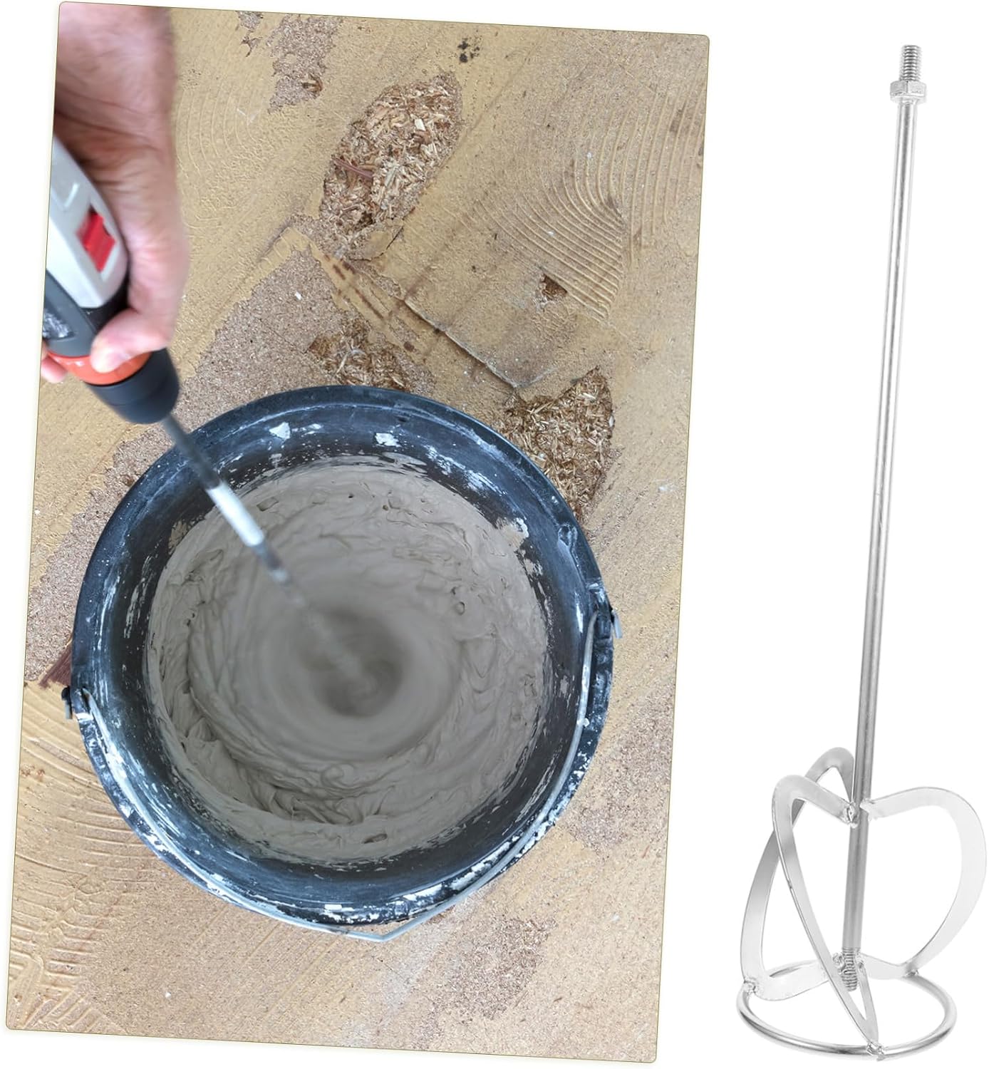 Hemobllo S- Shaped Mixing Rod- Practical Steel Mixing Paddle Cement Mixer Parts for Mixing Grout Paint Mud Plaster