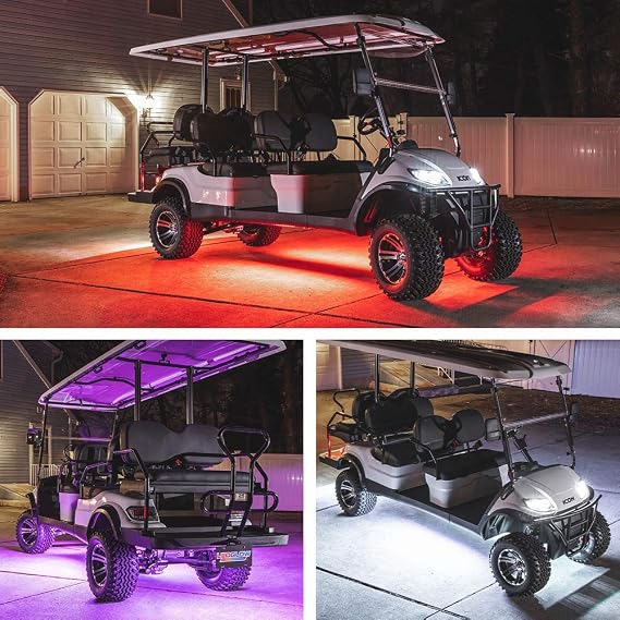 LEDGlow 4pc Million Color LED Golf Cart Underglow Kit for 12V 6-Seater