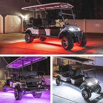 LEDGlow 4pc Million Color LED Golf Cart Underglow Kit for 12V 6-Seater