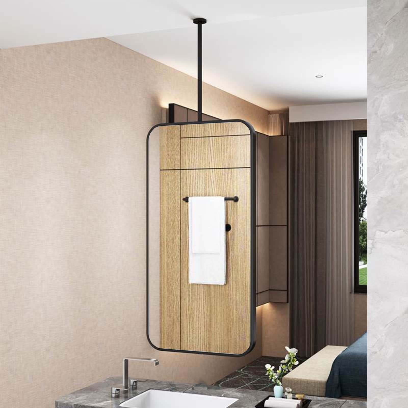 Miroir suspendu en métal 40x60cm pour salle de bain moderne