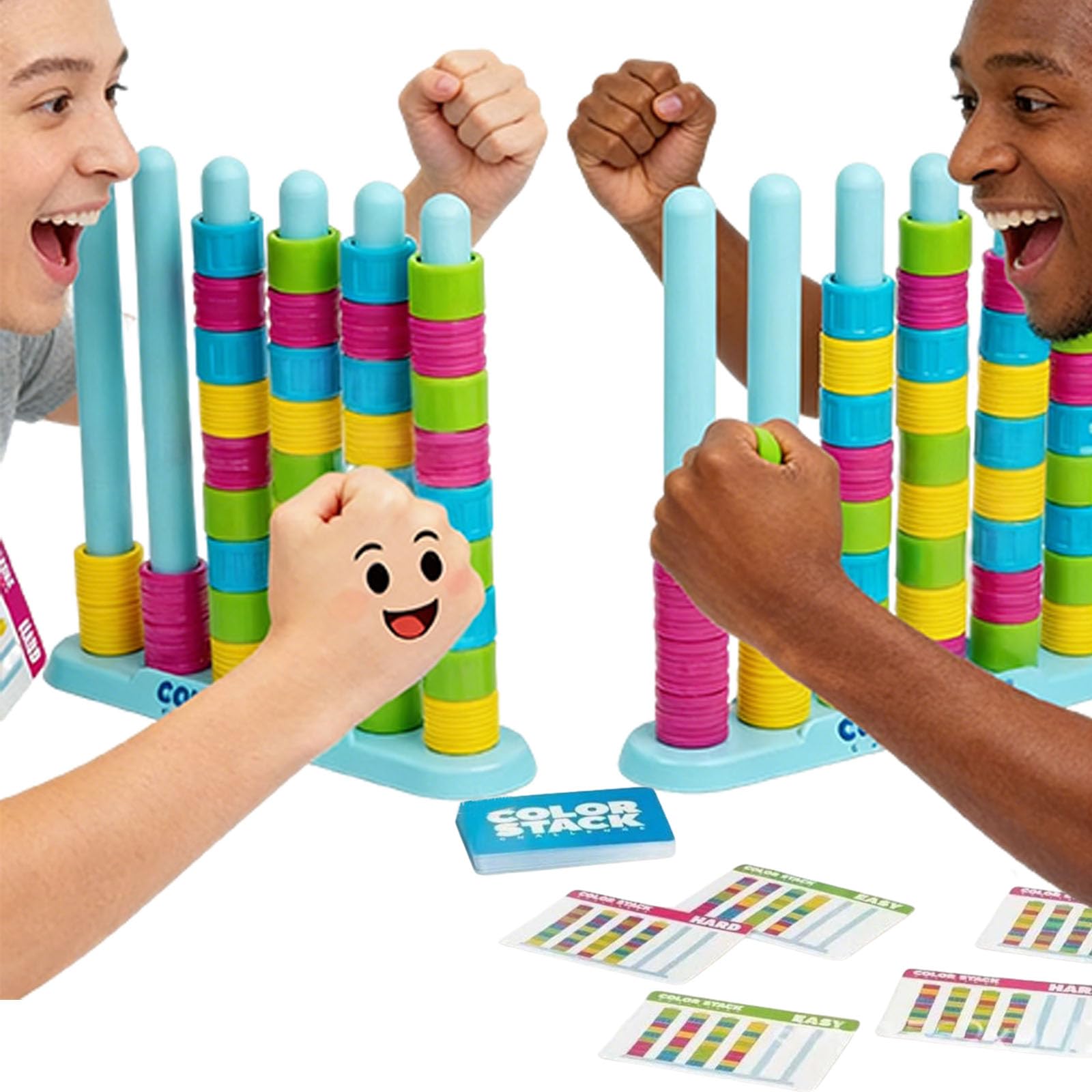 Color Stack Challenge Game, Color Matching Puzzle for 2 Players, Fast Pattern Ring Stack Board Game, Competitive Tabletop Brain Teaser for Family Night with 60+ Challenges