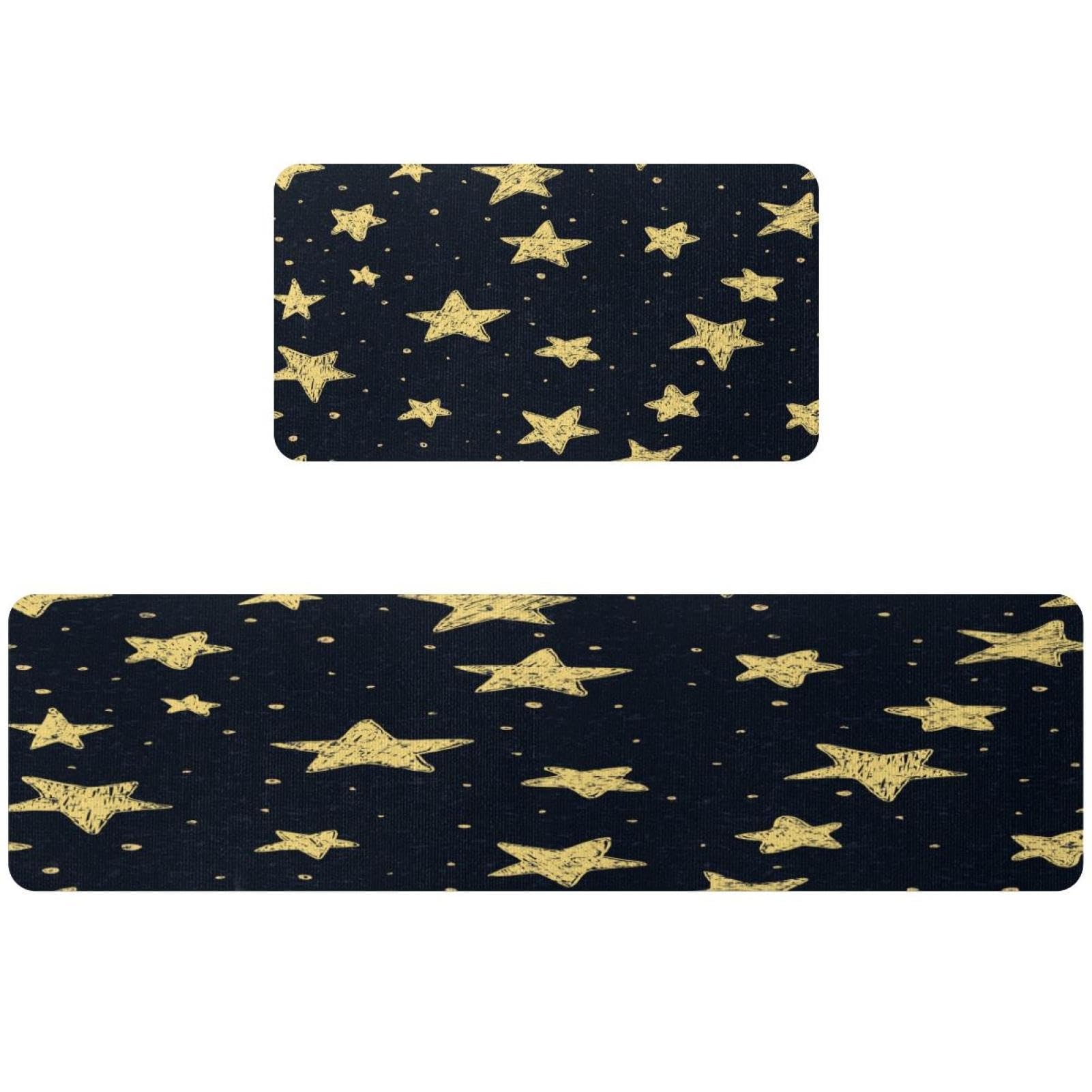 Alfombrillas de cocina VAPOKF con estrellas lavables y antideslizantes pack de 2