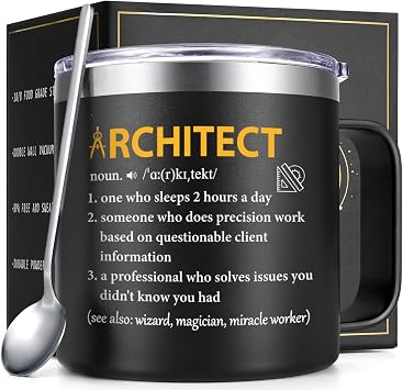 Gtmileo Architecture Gifts, 14 Oz Insulated Architect Coffee Mug, Christmas Graduation Birthday Architects Gifts for Architecture Student Men Women, Black
