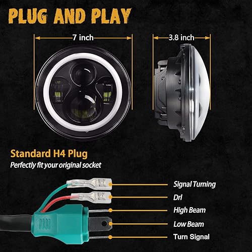 Miniatura 2 de Faros LED de motocicleta de 7 pulgadas + luces antiniebla LED de 4.5 pulgadas para Harley Davidson