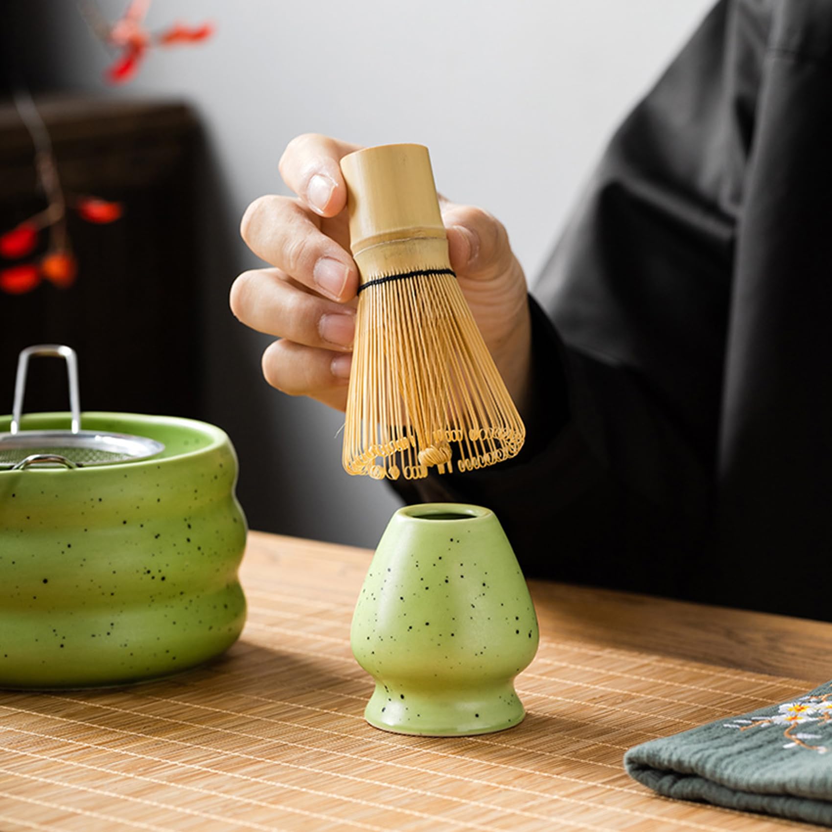 Matcha-Teeset In Grün – Inklusive Schüssel, Schneebesen, Schaufel & Tablett Für Die Japanische Teezeremonie