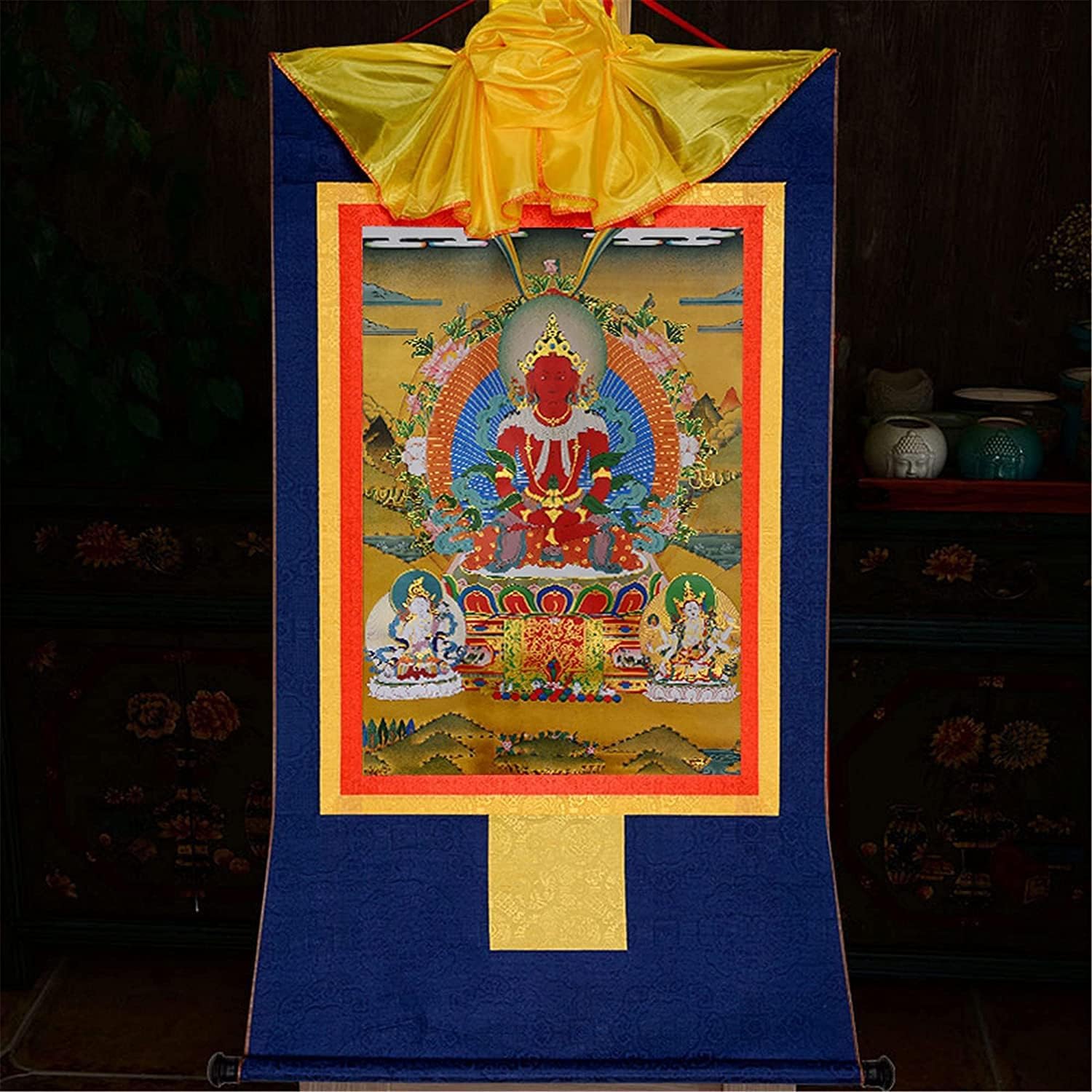 Schriftrolle hängend, Scroll-Wandbild, chinesische Kunst-Rollenmalerei, Buddha-Zen-Wandbehang, Scroll-Wandbild, tibetischer Buddhismus-Thangka-Kunst, Kurukulla, Mutter Buddha, for buddhistische Altar-