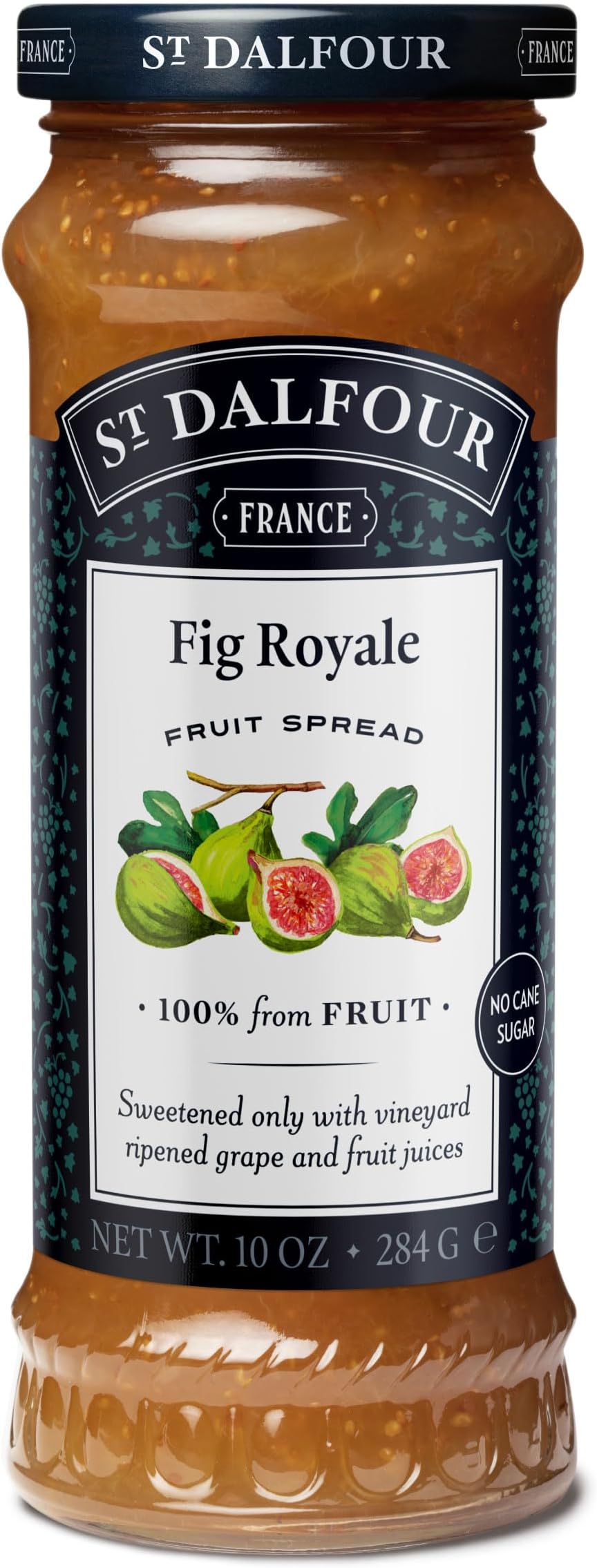 St. Dalfour Fig Royale Fruit Spread - 10oz - 100% from Fruit, No Artificial Ingredients, Non-GMO, No Cane Sugars, All Natural, Made in France