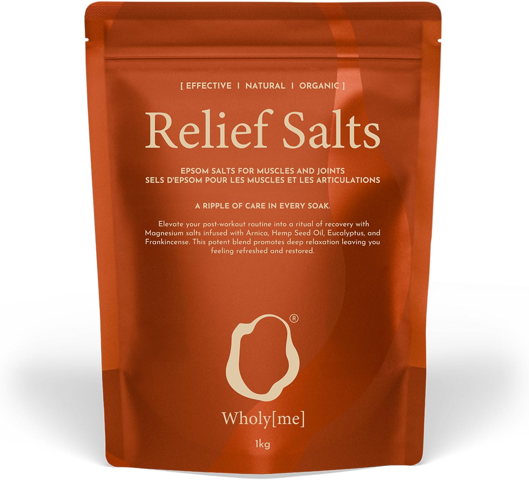 WholyMe Epsom Salt Bath Salts - Natural Bath Soak for Muscle and Joint Recovery - Made in the UK - with Arnica, Frankincense and Eucalyptus Essential Oil - Post Workout and Relaxation - Organic