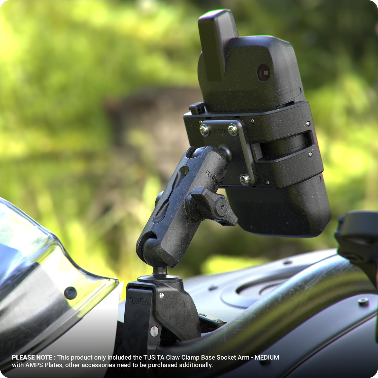 TUSITA Moto ATV/UTV Support Compatible avec Garmin Montana, Zumo XT - Base de Serrage à Griffes, Bras Moyen